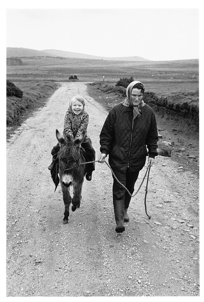 Beryl hutchings coming home from school on Donny Donks, Dury Farm,Postbridge 1976.jpg