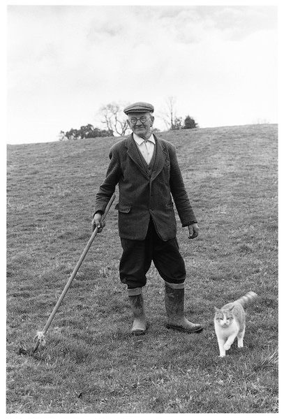 Louis Creber raking molehills, North Wonson Farm, Throwleigh 1981.jpg
