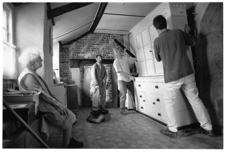 Removal of the kitchen dresser.Betty watches the proceedings..jpg